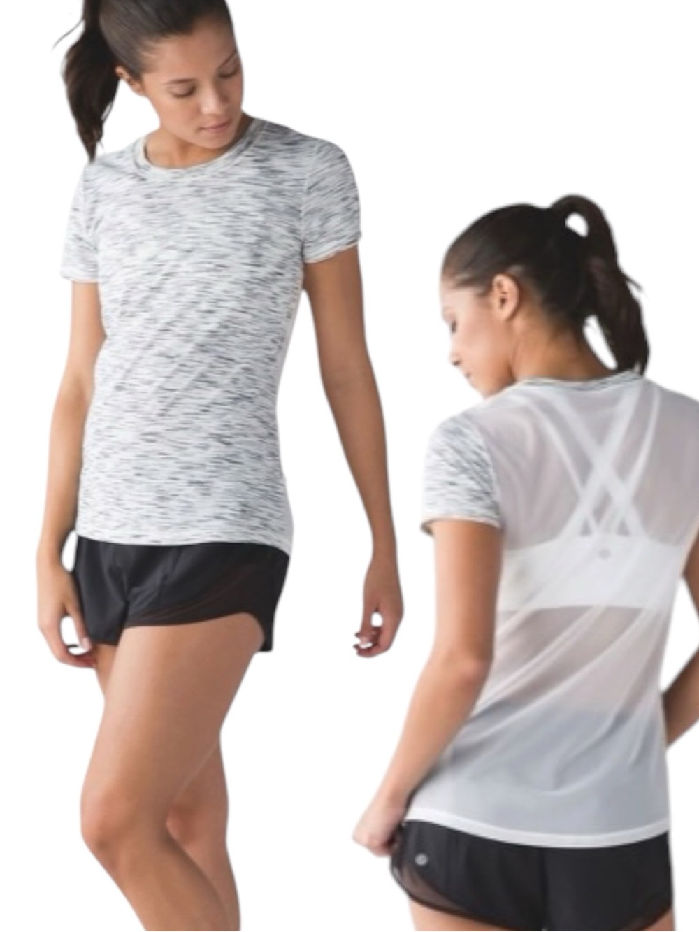 Lululemon Beat The Heat Short Sleeve Tiger Space Dye Black White / White Sz. 10